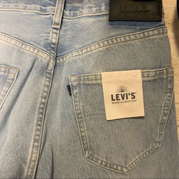 Levi’s Made and Crafted Unique Split Leg Mid Rise Light Wash Bleached Jeans New